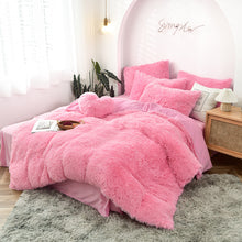 Load image into Gallery viewer, Fluffy Faux Mink &amp; Velvet Fleece Quilt Cover Set - Pink