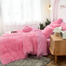 Load image into Gallery viewer, Fluffy Faux Mink &amp; Velvet Fleece Quilt Cover Set - Pink