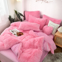 Load image into Gallery viewer, Fluffy Faux Mink &amp; Velvet Fleece Quilt Cover Set - Pink