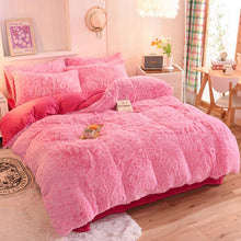 Load image into Gallery viewer, Fluffy Faux Mink &amp; Velvet Fleece Quilt Cover Set - Pink white