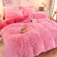 Load image into Gallery viewer, Fluffy Faux Mink &amp; Velvet Fleece Quilt Cover Set - Pink white