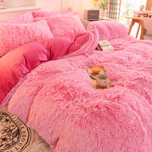 Load image into Gallery viewer, Fluffy Faux Mink &amp; Velvet Fleece Quilt Cover Set - Pink white