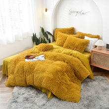 Load image into Gallery viewer, Fluffy Faux Mink &amp; Velvet Fleece Quilt Cover Set - Yellow Gold