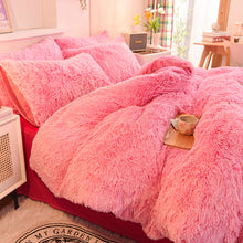 Load image into Gallery viewer, Fluffy Faux Mink &amp; Velvet Fleece Quilt Cover Set - Pink white