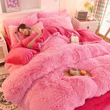 Load image into Gallery viewer, Fluffy Faux Mink &amp; Velvet Fleece Quilt Cover Set - Pink white