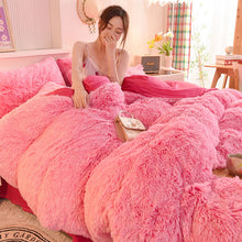 Load image into Gallery viewer, Fluffy Faux Mink &amp; Velvet Fleece Quilt Cover Set - Pink white