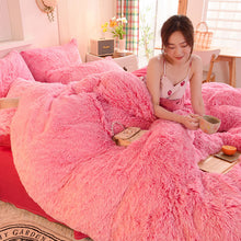 Load image into Gallery viewer, Fluffy Faux Mink &amp; Velvet Fleece Quilt Cover Set - Pink white