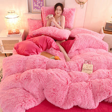 Load image into Gallery viewer, Fluffy Faux Mink &amp; Velvet Fleece Quilt Cover Set - Pink white