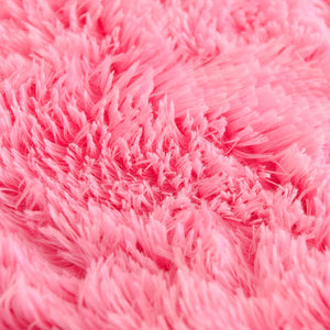 Fluffy Faux Mink & Velvet Fleece Quilt Cover Set - Pink white