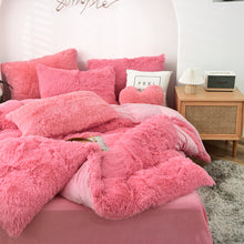 Load image into Gallery viewer, Fluffy Faux Mink &amp; Velvet Fleece Quilt Cover Set - Pink Peach
