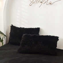 Load image into Gallery viewer, Fluffy Faux Mink &amp; Velvet Fleece Quilt Cover Set - Black