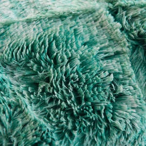Fluffy Faux Mink & Velvet Fleece Quilt Cover Set - Green White