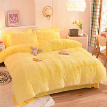 Load image into Gallery viewer, Fluffy Faux Mink &amp; Velvet Fleece Quilt Cover Set - Yellow White