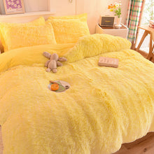 Load image into Gallery viewer, Fluffy Faux Mink &amp; Velvet Fleece Quilt Cover Set - Yellow White