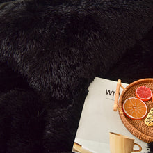 Load image into Gallery viewer, Fluffy Faux Mink &amp; Velvet Fleece Quilt Cover Set - Black