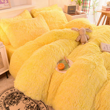 Load image into Gallery viewer, Fluffy Faux Mink &amp; Velvet Fleece Quilt Cover Set - Yellow White