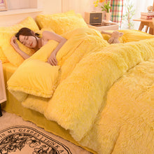 Load image into Gallery viewer, Fluffy Faux Mink &amp; Velvet Fleece Quilt Cover Set - Yellow White