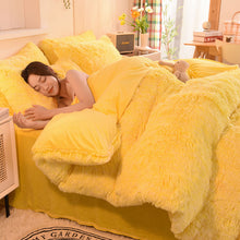 Load image into Gallery viewer, Fluffy Faux Mink &amp; Velvet Fleece Quilt Cover Set - Yellow White