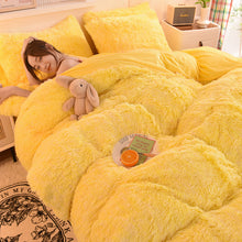 Load image into Gallery viewer, Fluffy Faux Mink &amp; Velvet Fleece Quilt Cover Set - Yellow White