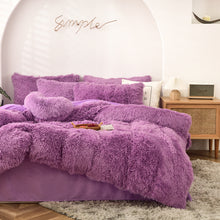 Load image into Gallery viewer, Fluffy Faux Mink &amp; Velvet Fleece Quilt Cover Set - Purple