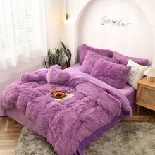 Load image into Gallery viewer, Fluffy Faux Mink &amp; Velvet Fleece Quilt Cover Set - Purple