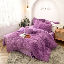 Load image into Gallery viewer, Fluffy Faux Mink &amp; Velvet Fleece Quilt Cover Set - Purple