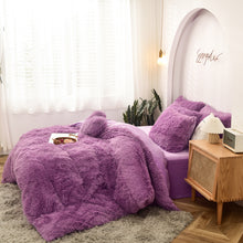 Load image into Gallery viewer, Fluffy Faux Mink &amp; Velvet Fleece Quilt Cover Set - Purple