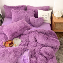 Load image into Gallery viewer, Fluffy Faux Mink &amp; Velvet Fleece Quilt Cover Set - Purple