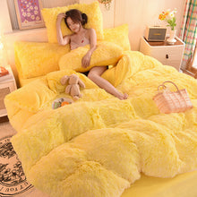 Load image into Gallery viewer, Fluffy Faux Mink &amp; Velvet Fleece Quilt Cover Set - Yellow White