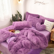 Load image into Gallery viewer, Fluffy Faux Mink &amp; Velvet Fleece Quilt Cover Set - Purple