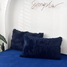 Load image into Gallery viewer, Fluffy Faux Mink &amp; Velvet Fleece Quilt Cover Set - Navy