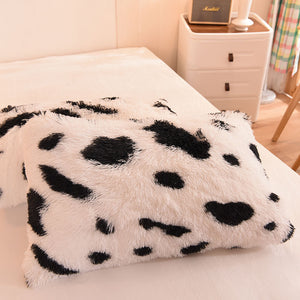 Fluffy Faux Mink & Velvet Fleece Quilt Cover Set - Cow