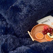 Load image into Gallery viewer, Fluffy Faux Mink &amp; Velvet Fleece Quilt Cover Set - Navy