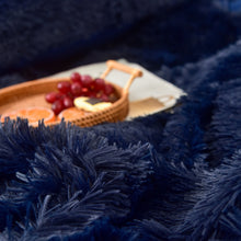 Load image into Gallery viewer, Fluffy Faux Mink &amp; Velvet Fleece Quilt Cover Set - Navy