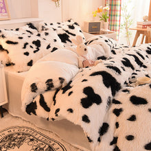 Load image into Gallery viewer, Fluffy Faux Mink &amp; Velvet Fleece Quilt Cover Set - Cow