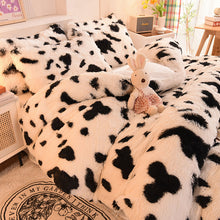 Load image into Gallery viewer, Fluffy Faux Mink &amp; Velvet Fleece Quilt Cover Set - Cow