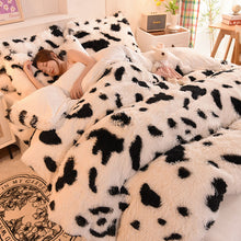 Load image into Gallery viewer, Fluffy Faux Mink &amp; Velvet Fleece Quilt Cover Set - Cow
