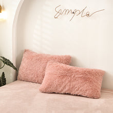 Load image into Gallery viewer, Fluffy Faux Mink &amp; Velvet Fleece Quilt Cover Set - Rose Gold