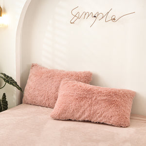 Fluffy Faux Mink & Velvet Fleece Quilt Cover Set - Rose Gold