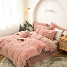 Load image into Gallery viewer, Fluffy Faux Mink &amp; Velvet Fleece Quilt Cover Set - Rose Gold