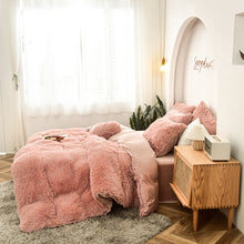 Load image into Gallery viewer, Fluffy Faux Mink &amp; Velvet Fleece Quilt Cover Set - Rose Gold
