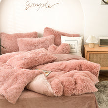 Load image into Gallery viewer, Fluffy Faux Mink &amp; Velvet Fleece Quilt Cover Set - Rose Gold