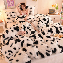 Load image into Gallery viewer, Fluffy Faux Mink &amp; Velvet Fleece Quilt Cover Set - Cow