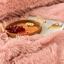 Load image into Gallery viewer, Fluffy Faux Mink &amp; Velvet Fleece Quilt Cover Set - Rose Gold