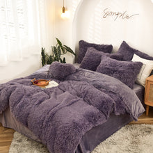 Load image into Gallery viewer, Fluffy Faux Mink &amp; Velvet Fleece Quilt Cover Set - Dusty Lavender