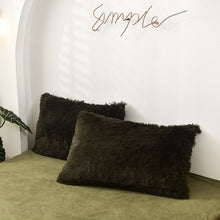 Load image into Gallery viewer, Fluffy Faux Mink &amp; Velvet Fleece Quilt Cover Set - Dark Green