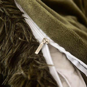 Fluffy Faux Mink & Velvet Fleece Quilt Cover Set - Dark Green