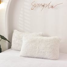 Load image into Gallery viewer, Fluffy Faux Mink &amp; Velvet Fleece Quilt Cover Set - Pure White