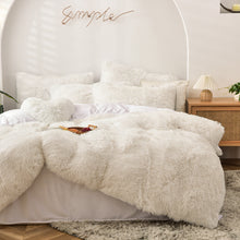 Load image into Gallery viewer, Fluffy Faux Mink &amp; Velvet Fleece Quilt Cover Set - Pure White