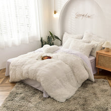 Load image into Gallery viewer, Fluffy Faux Mink &amp; Velvet Fleece Quilt Cover Set - Pure White